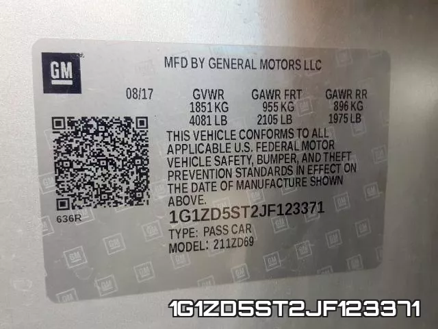 1G1ZD5ST2JF123371 фото 2