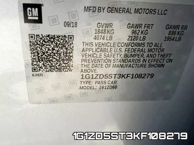 1G1ZD5ST3KF108279 фото 2