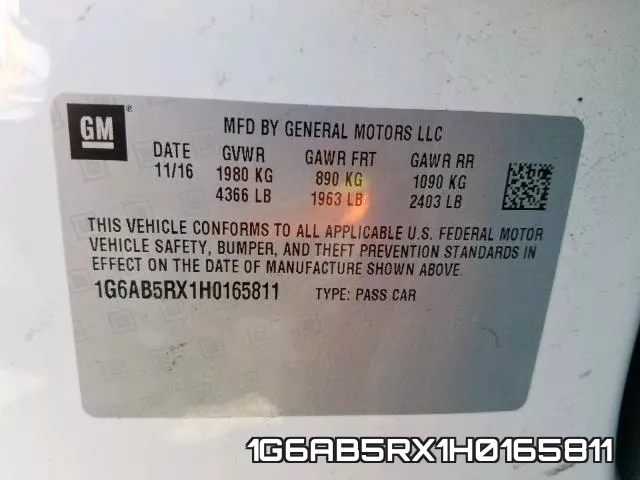 1G6AB5RX1H0165811 фото 2