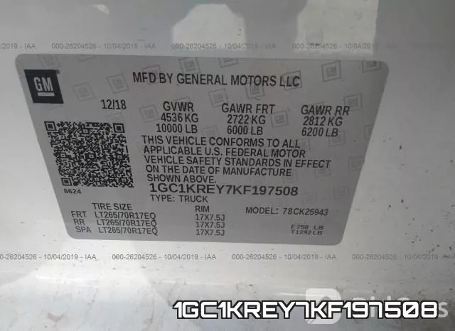 1GC1KREY7KF197508 фото 10