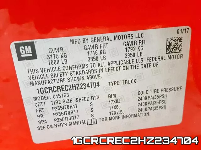 1GCRCREC2HZ234704 фото 2