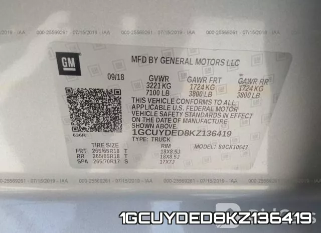 1GCUYDED8KZ136419 фото 9