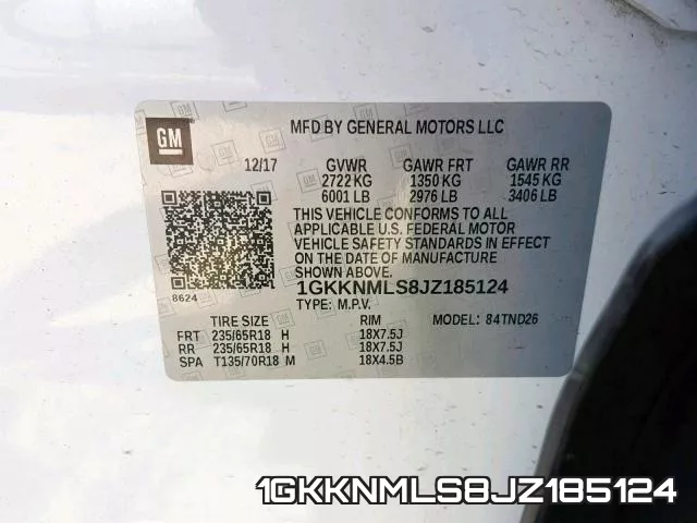 1GKKNMLS8JZ185124 фото 2