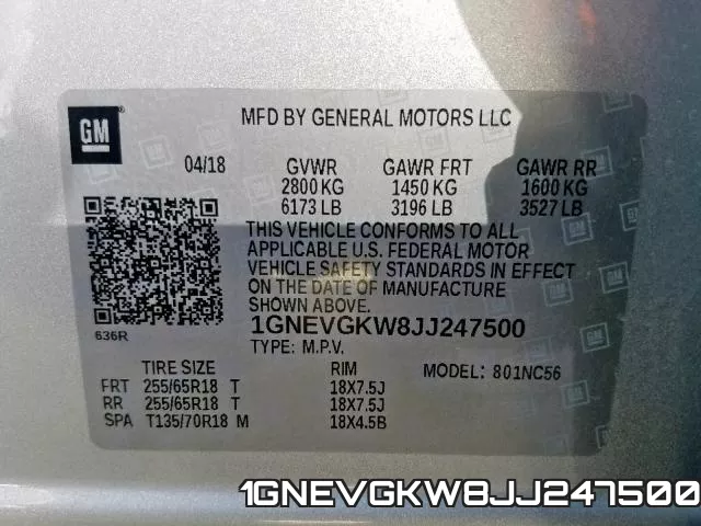 1GNEVGKW8JJ247500 фото 2