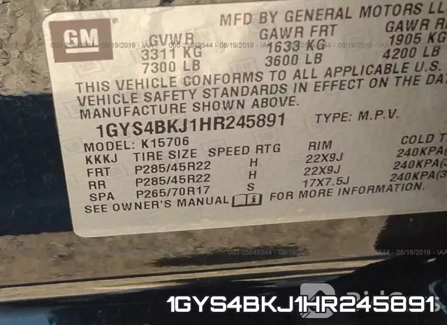 1GYS4BKJ1HR245891 фото 10