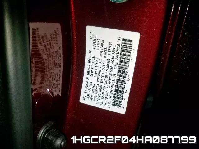 1HGCR2F04HA087799 фото 2