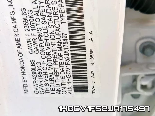 1HGCV1F52JA175497 фото 2
