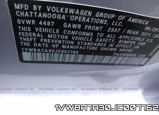 1VWBA7A30JC007762 фото 10