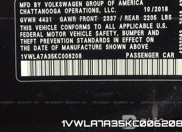 1VWLA7A35KC006208 фото 9