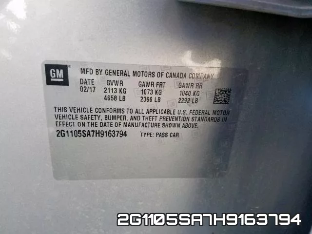 2G1105SA7H9163794 фото 2