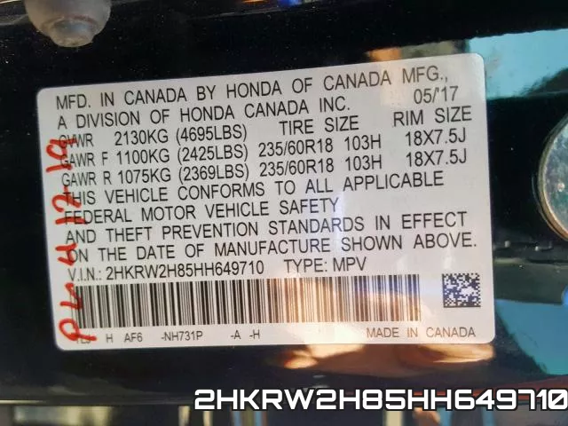 2HKRW2H85HH649710 фото 2