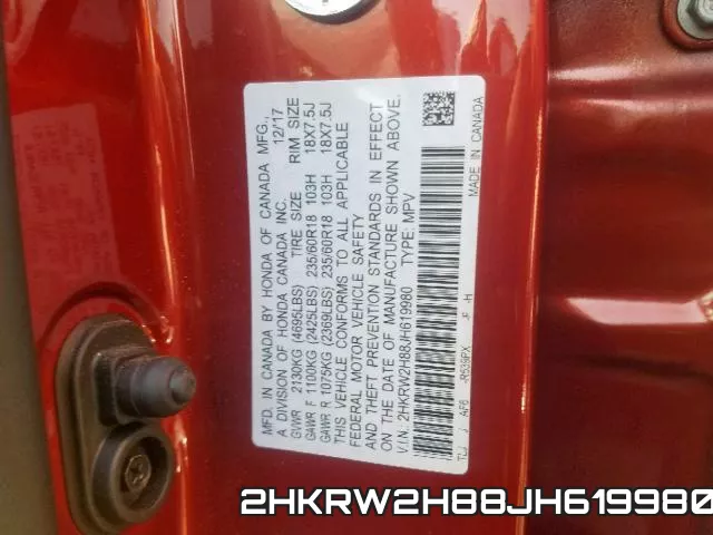 2HKRW2H88JH619980 фото 2