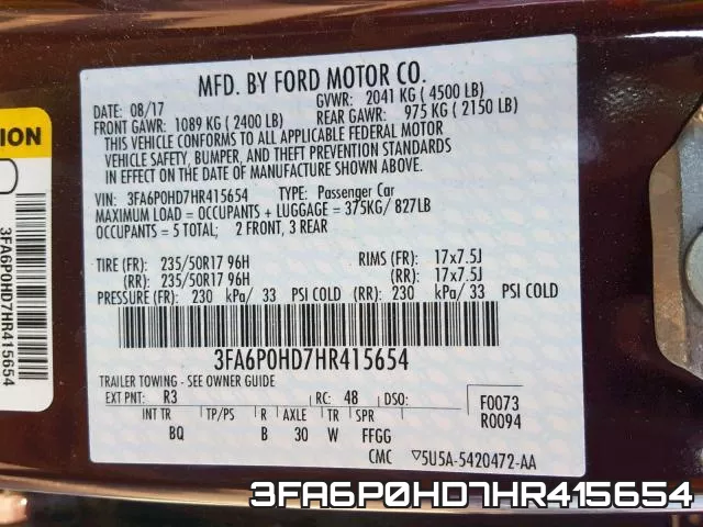 3FA6P0HD7HR415654 фото 2
