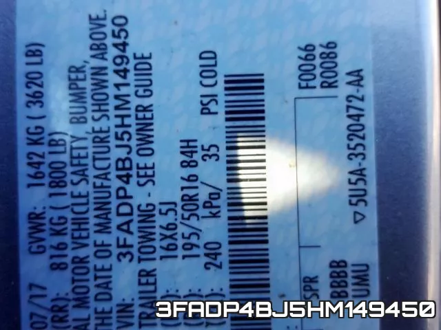 3FADP4BJ5HM149450 фото 2