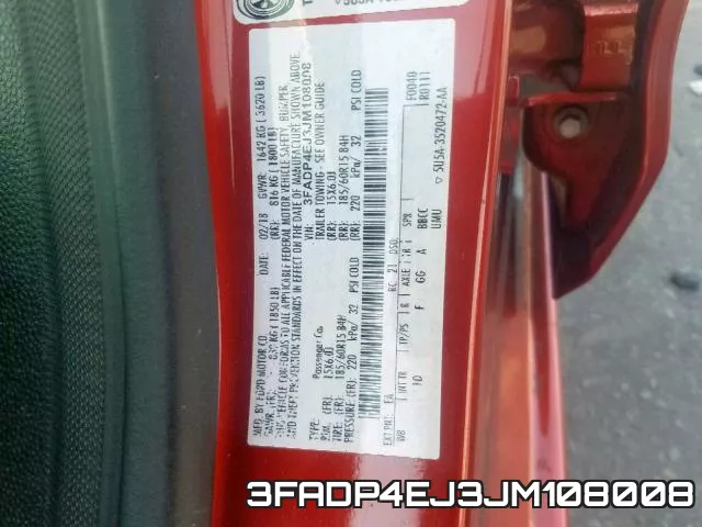 3FADP4EJ3JM108008 фото 2