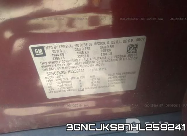 3GNCJKSB7HL259241 фото 7