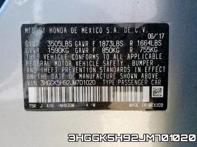 3HGGK5H92JM701020 фото 2