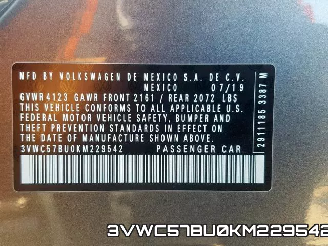 3VWC57BU0KM229542 фото 2