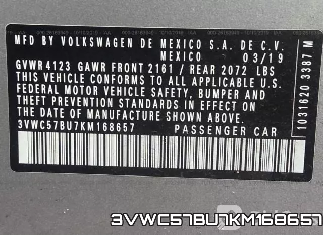 3VWC57BU7KM168657 фото 10