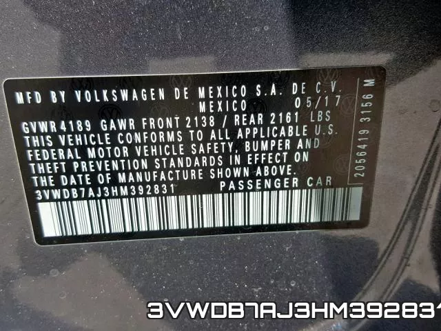 3VWDB7AJ3HM392831 фото 2