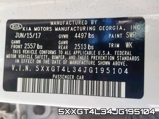5XXGT4L34JG195104 фото 2