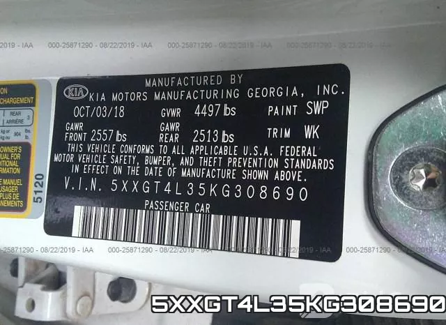 5XXGT4L35KG308690 фото 10