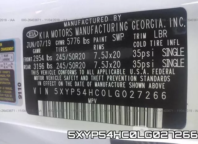 5XYP54HC0LG027266 фото 10