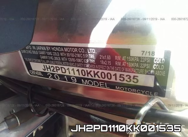 JH2PD1110KK001535 фото 2