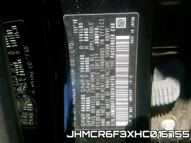 JHMCR6F3XHC016755 фото 2