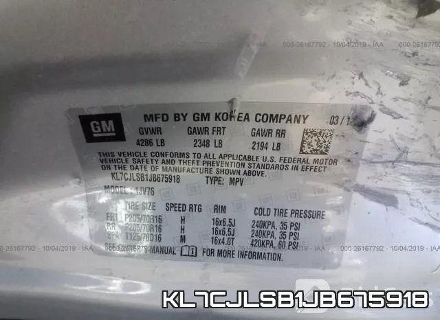 KL7CJLSB1JB675918 фото 10