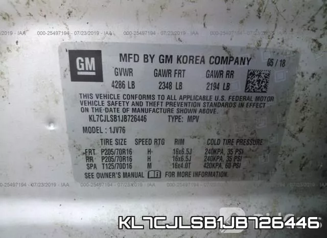 KL7CJLSB1JB726446 фото 10