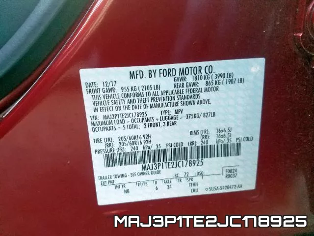 MAJ3P1TE2JC178925 фото 2