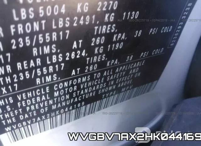WVGBV7AX2HK044169 фото 10