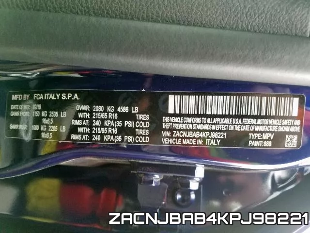 ZACNJBAB4KPJ98221 фото 2