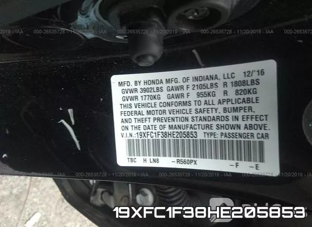 19XFC1F38HE205853 фото 10