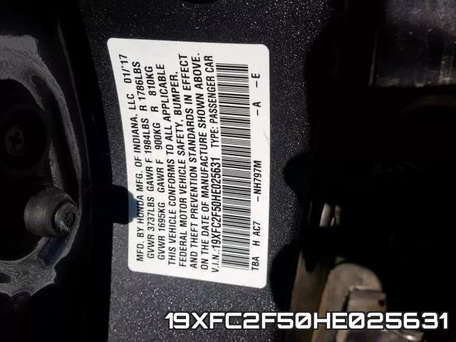 19XFC2F50HE025631 фото 2