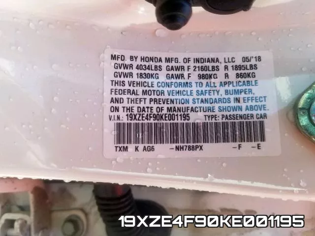 19XZE4F90KE001195 фото 2