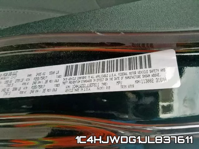 1C4HJWDG1JL837611 фото 2