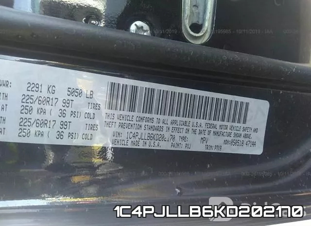 1C4PJLLB6KD202170 фото 10