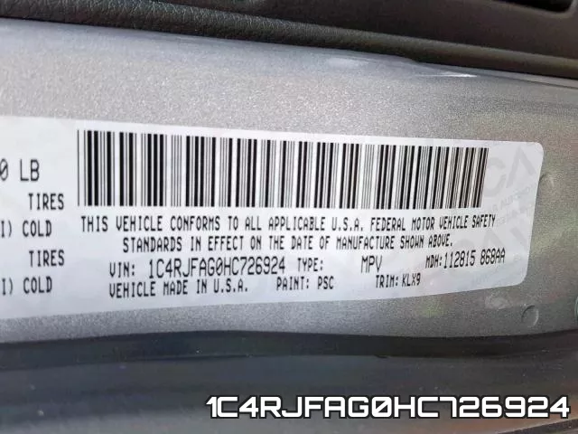 1C4RJFAG0HC726924 фото 2
