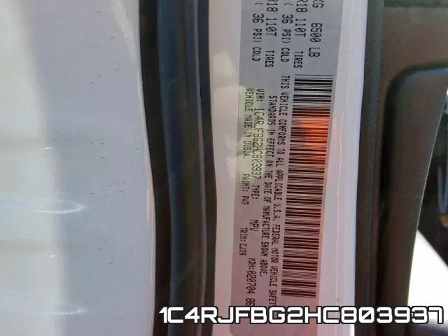 1C4RJFBG2HC803937 фото 2