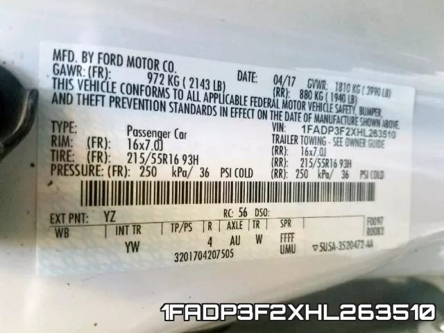 1FADP3F2XHL263510 фото 2