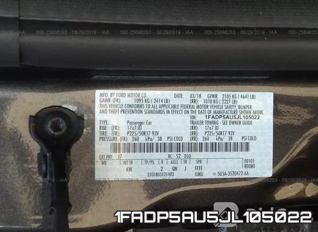 1FADP5AU5JL105022 фото 10
