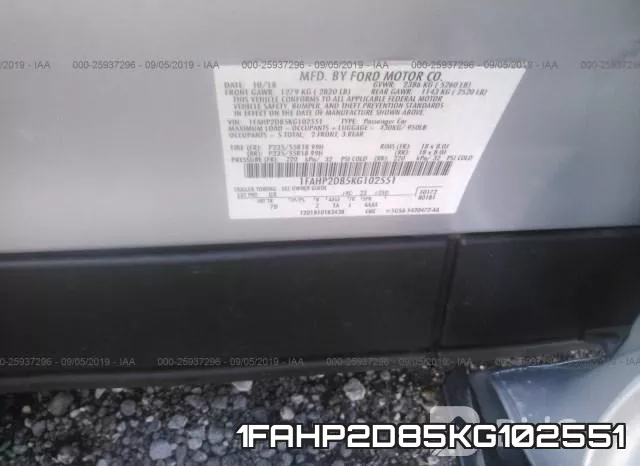 1FAHP2D85KG102551 фото 10