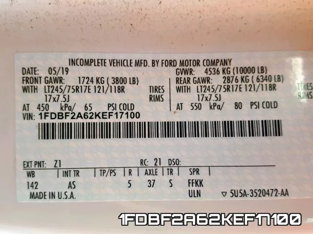 1FDBF2A62KEF17100 фото 2