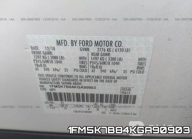 1FM5K7B84KGA90903 фото 9