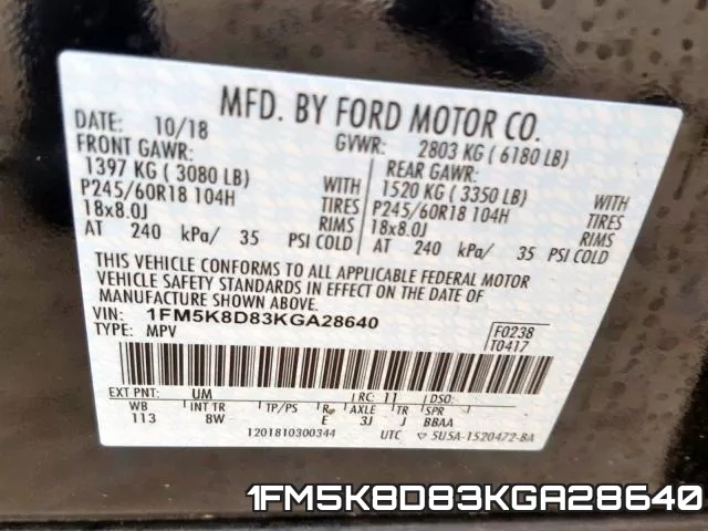 1FM5K8D83KGA28640 фото 2