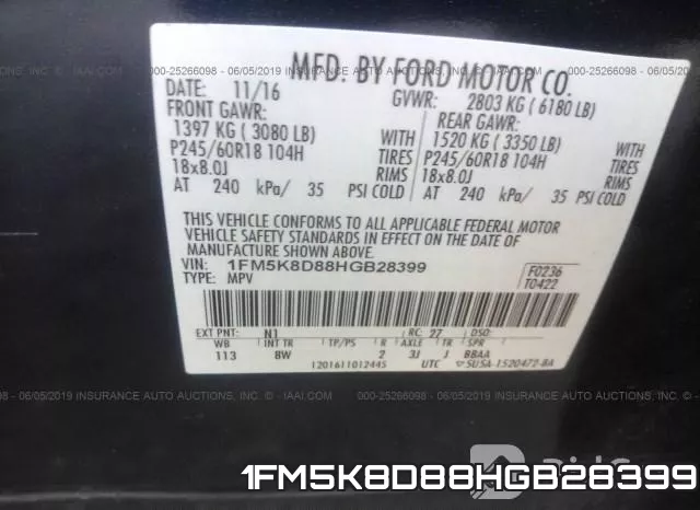 1FM5K8D88HGB28399 фото 10
