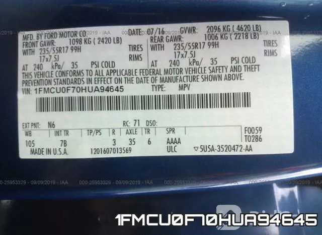 1FMCU0F70HUA94645 фото 10