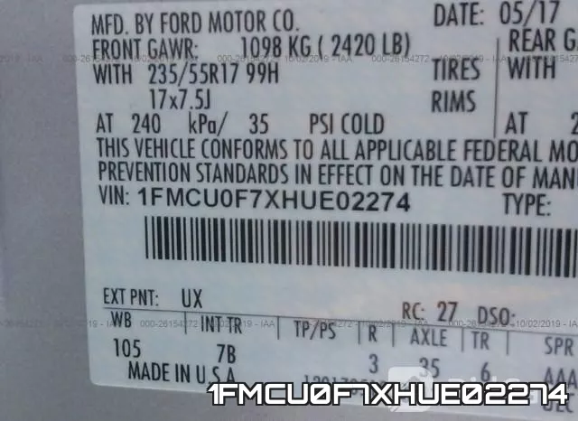 1FMCU0F7XHUE02274 фото 10
